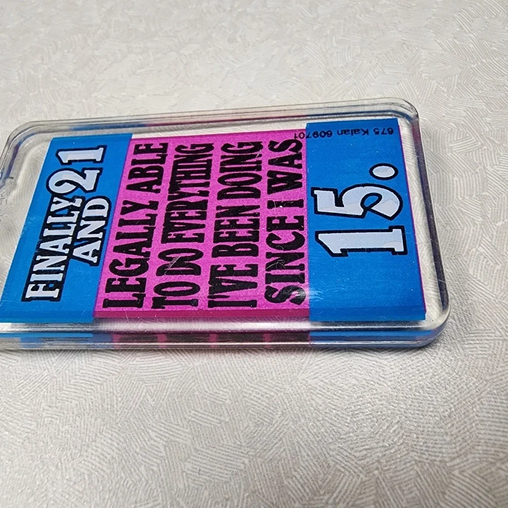 Vintage Keychain Lot Of 2 Novelty Spencer's Keychains 90's 21 Legal Bottle Opene